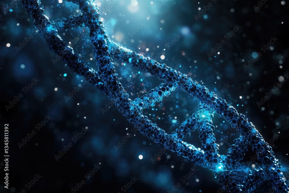 Poster A close-up view of two complementary strands of DNA intertwined