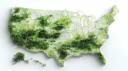 Detailed 3d Relief Map Of United States