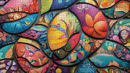 Easter Colorful abstract design featuring intertwined shapes and patterns in a vibrant composition.