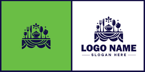 Wedding Catering icon Marriage reception catering Nuptial feast catering Bridal catering flat logo sign symbol editable vector