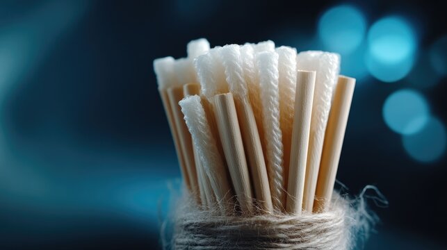 Close-up of bundled drinking straws