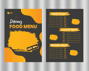 Elegant food menu design for restaurants & cafes