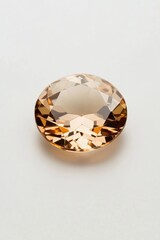 A single faceted diamond on a white surface