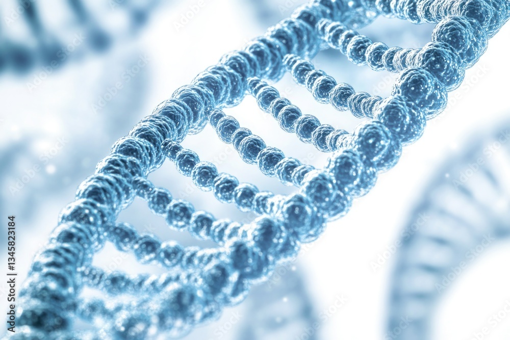 Poster close-up image of two strands of dna molecules intertwined
