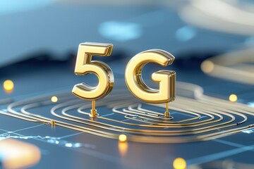 Technology 5G networks wireless streaming. 5G technology representation with circuit board elements.