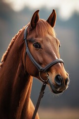 A close-up shot of a horse wearing a bridle, ideal for use in equestrian-themed projects