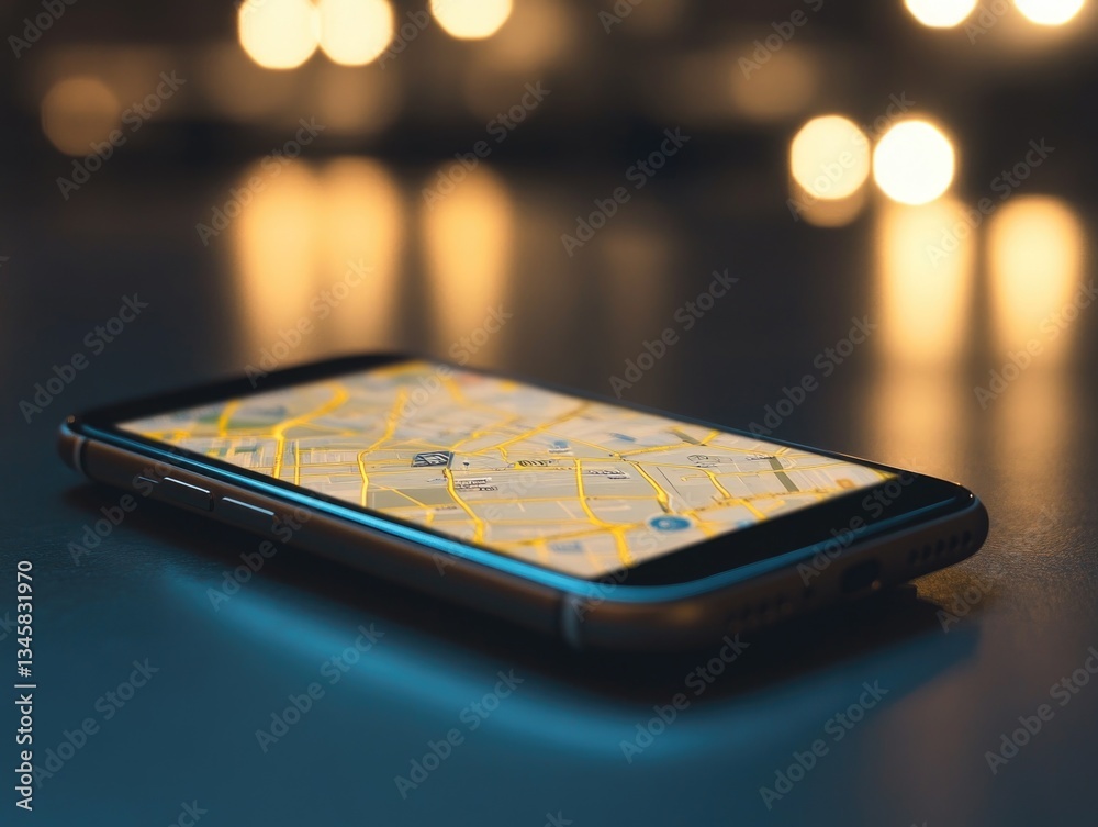 Poster a cell phone placed on a table, possibly waiting for someone to pick it up