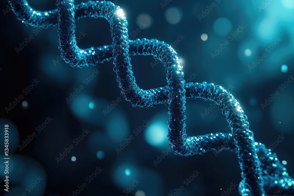 Poster a close-up view of two strands of dna intertwined