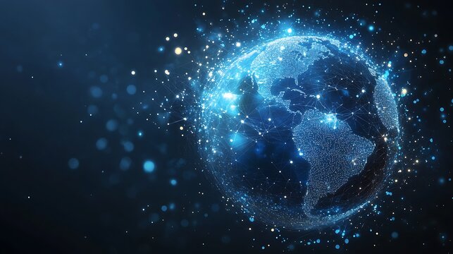 Digital world globe centered on Asia and Middle East, concept of global network and connectivity on Earth, data transfer and cyber technology, information exchange and internation