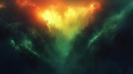 Obraz premium EnchantedForest MysticalSunrise FantasyLandscape