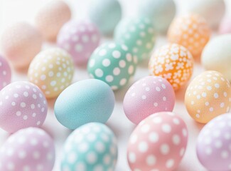 Colorful Easter Eggs with Polka Dots and Patterns in Soft Pastel Shades for Spring Celebrations and Festive Decor