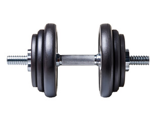 Fototapeta premium Dumbbell gym isolated on transparent background with copy space, sport equipment