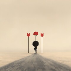 Boy with Desert Road, Choice, and Flowers.