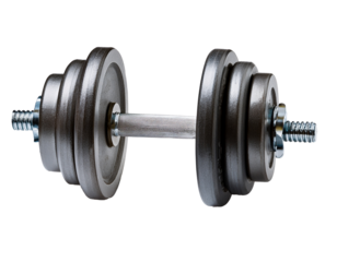 Dumbbell gym isolated on transparent background with copy space, sport equipment