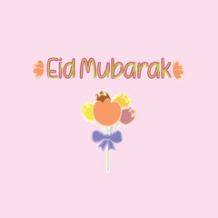 Soft Pastel Eid Mubarak Greeting with Floral Bouquet