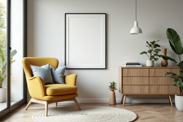 A modern living room with furniture and decorative plants