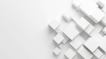Abstract 3D White Cubes Background, Minimalist Design