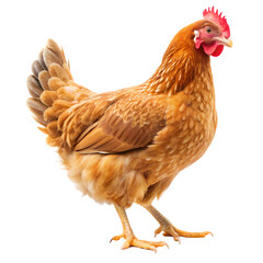 Fototapeta premium Brown hen walking front view isolated on transparent background 