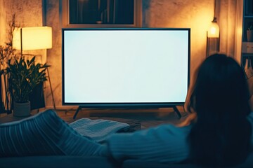 High Detail Visual of a Person Watching a Blank Tv in Home