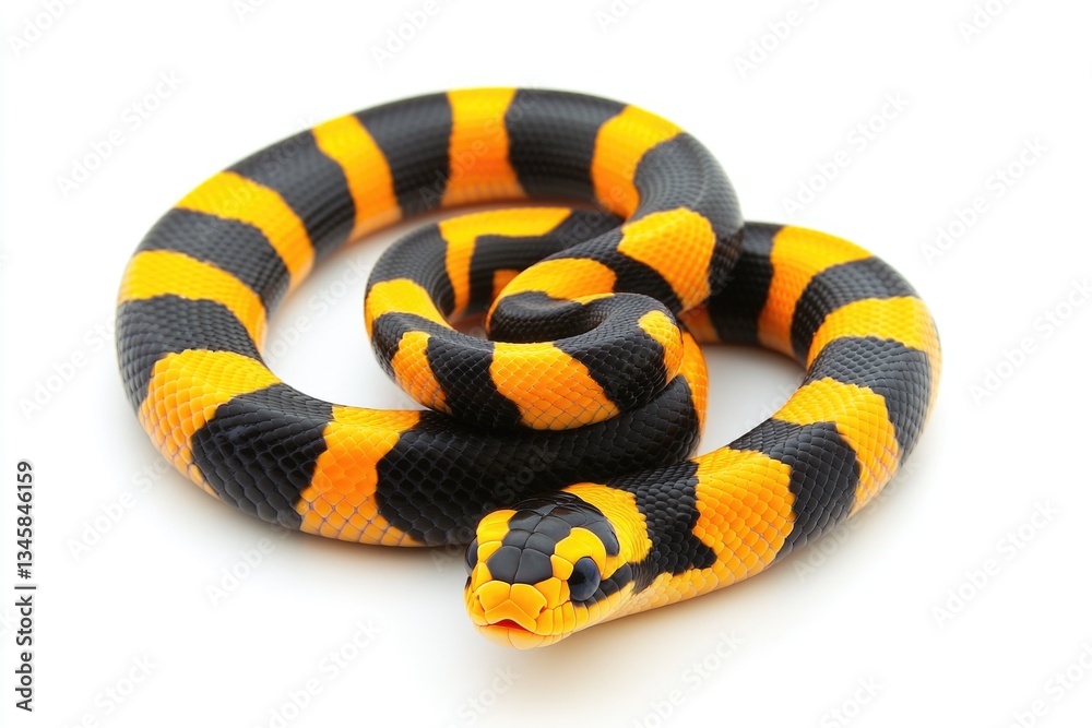 Poster a close-up view of a snake's head on a white surface