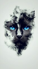 Smoky Cat Portrait for Mystical Design.