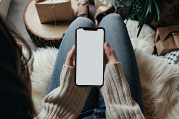 Ultra Quality Picture of Woman Shopping Online on Her Phone