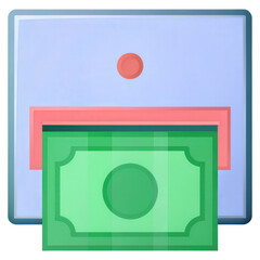 A vending machine dispensing money, symbolizing financial transactions and convenience.