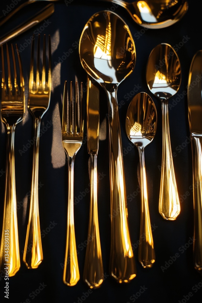 Poster a collection of silverware sits atop a table, ready for use