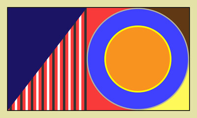 abstract Bauhaus style  Mid century modern graphic. 70s retro funky graphic. Abstract shapes. Design elements for social media, blog post, banner, card