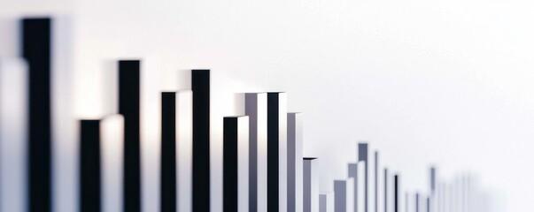 Sleek bar graph capturing a significant rise in stock values against a minimalist white backdrop, designed for modern financial presentations.