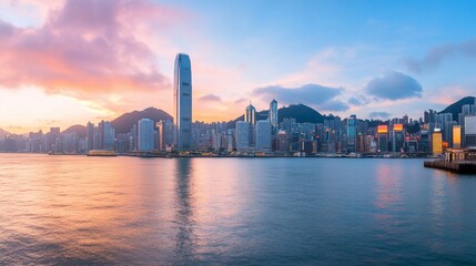 Fototapeta premium Hong Kong skyline at sunset