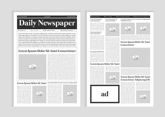 Newspaper layout template. News column articles newsprint magazine design. Brochure newspaper sheets. Editorial journal vector template design