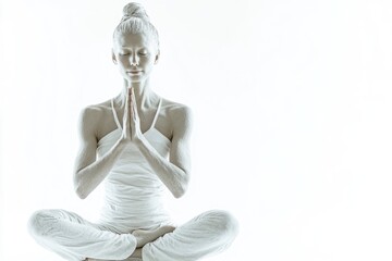 A person practicing yoga, sitting on the floor with legs crossed