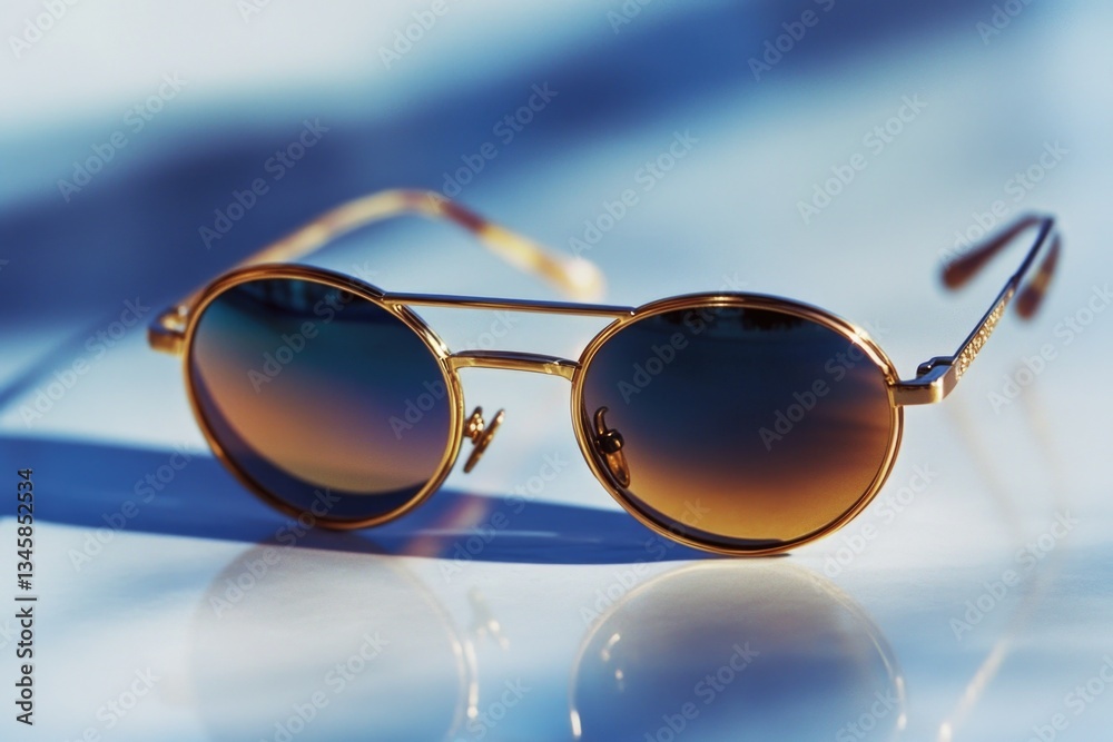 Poster a pair of sunglasses placed on a table, possibly for display or storage