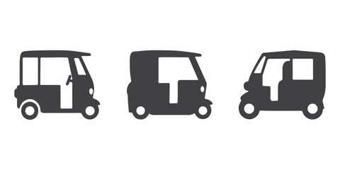 Auto Rickshaw Icons Silhouette Vector Set