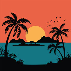 palm tree silhouette on sunset