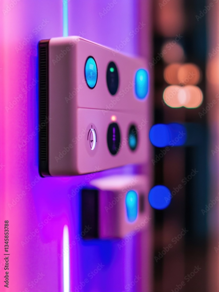 Poster A close-up view of a light switch on a wall, suitable for use in interior design or architecture images