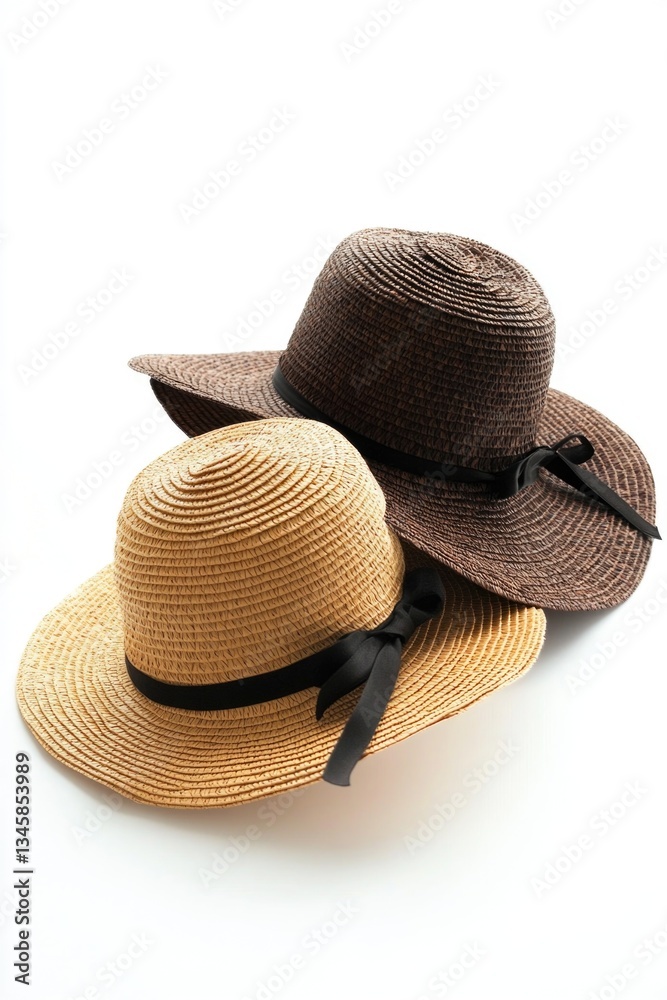 Poster a pair of hats placed together, perhaps for display or storage