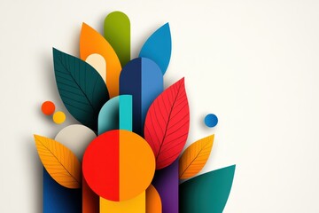 Colorful Summer Poster Design with Abstract Leaves and Shapes