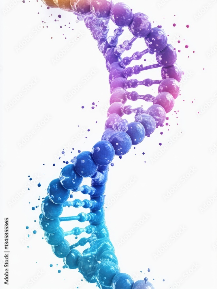 Aufkleber Close-up image of two complementary DNA strands twisted together forming a double helix structure