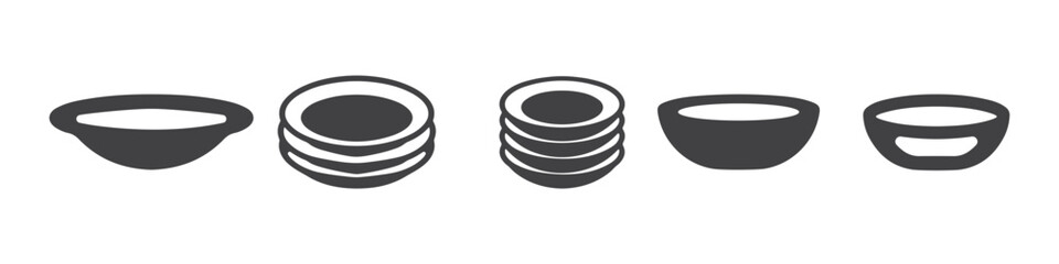 Plate Icons Silhouette Vector Set