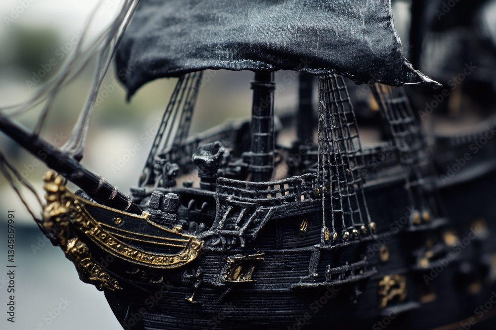 Poster detailed view of a scale model of a ship