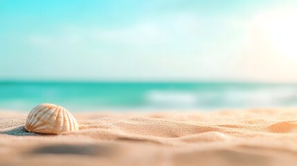 Obraz premium Serene beach scene with sand ocean and waves