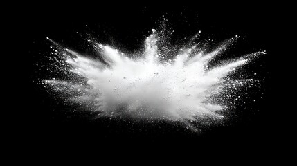 White Powder Explosion on Black Background: Abstract Art Photography
