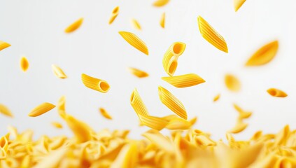 Fototapeta premium Pasta in mid-air, a burst of yellow