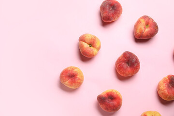 Sweet fig peaches on pink background