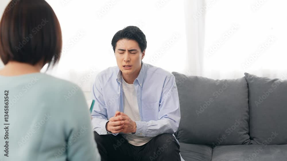Poster カウンセリング、男性、患者、医師、カウンセラー、面談、面接、心理、アドバイザー、相談、診察、女性、日本人、クリニック、病院、悩み、コーチング、メンタルトレーニング、問診、ミーティング、インテーク面接、サポート、支援、公認心理師、臨床心理士、ストレス、心療内科、精神科、医療、セラピー、セラピスト、キャリア、資格、会話、検査、治療、メンタルヘルス、産業医、診断、診療、インタビュー、不満、困る、トラブル