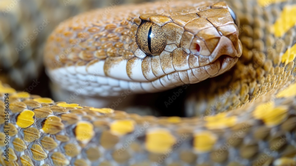 Poster a close-up view of a snake's head, showing its open mouth