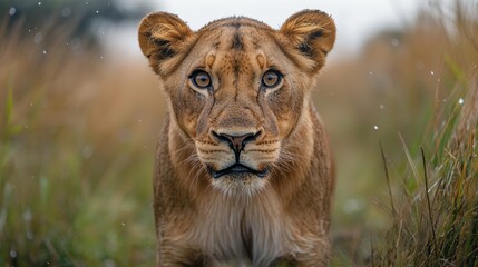Fototapeta premium A close-up of a lion is face, majestic and powerful, wildlife photography