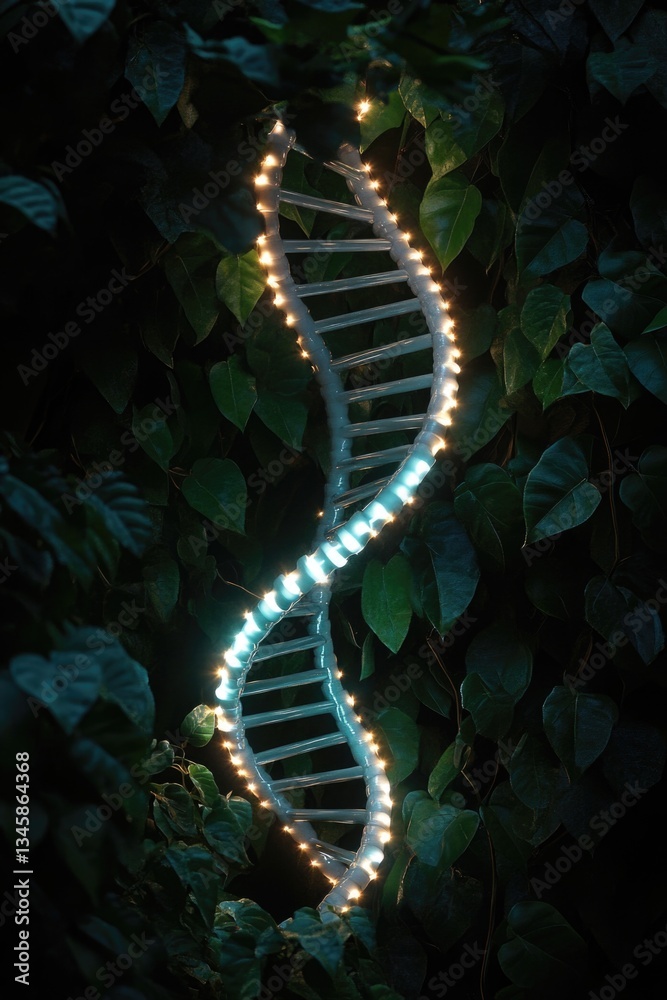 Poster a creative display of led lights forming the structure of dna molecules